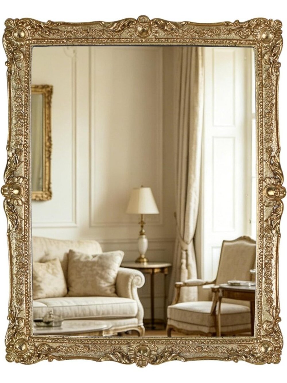 Elegant Gold Decorative Wall Mirror - Freestanding or Wall Mount, 13x16 Inch